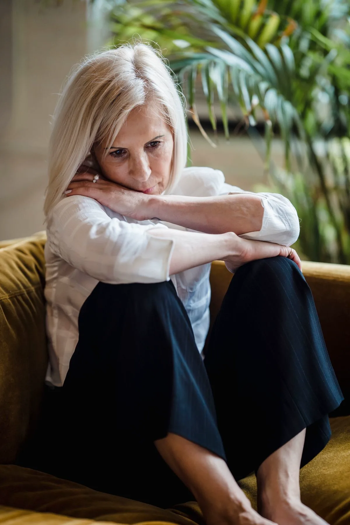A woman looking pensive